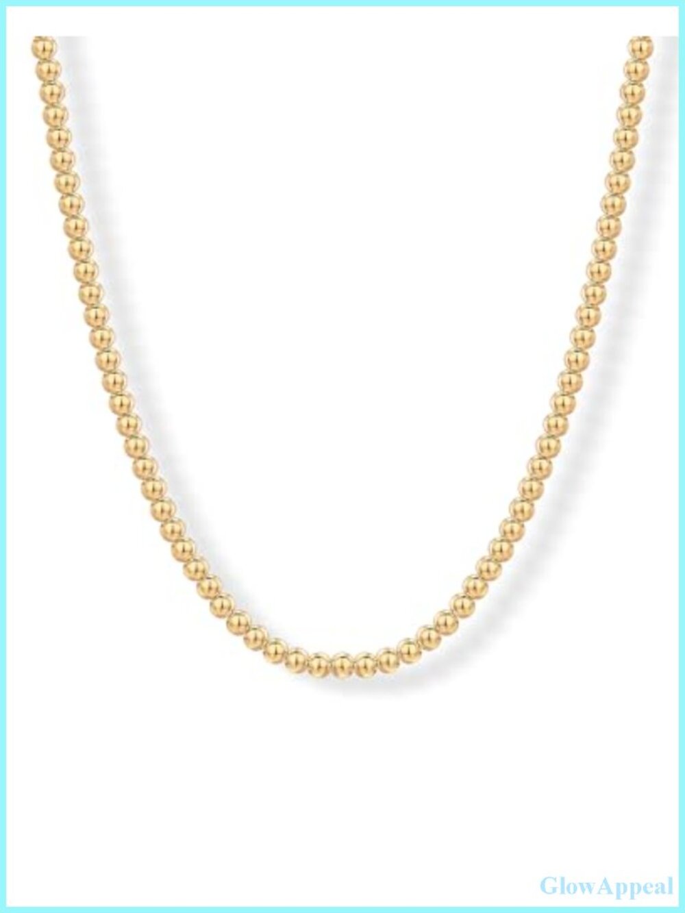 14K Gold Plated Beaded Chain Necklace Dainty Ball Adjustable Layering